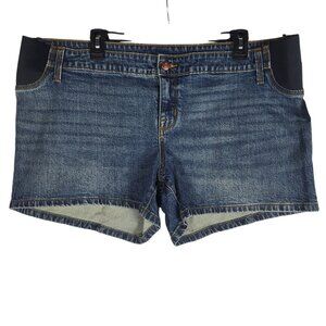 Isabel Maternity Denim Jean Shorts Womens Size 16 Midi Short Stretch Sides NWT‎